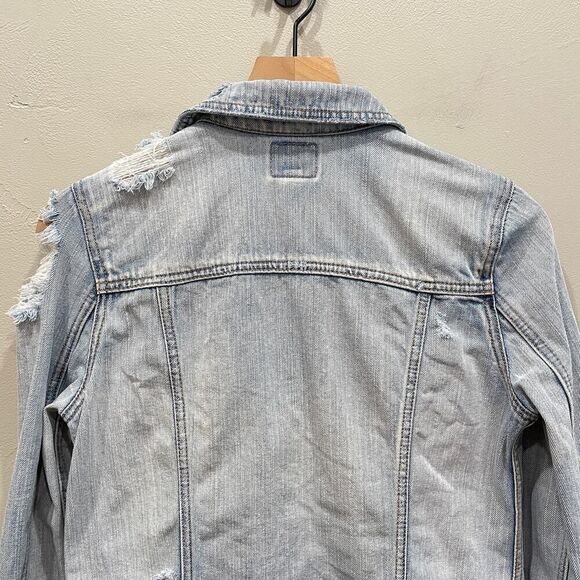 American Eagle Destroyed Denim Jean Jacket - Size: Small - Picture 9 of 9